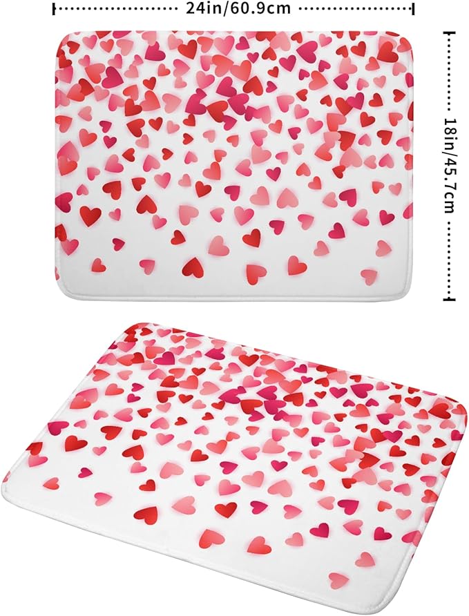 Valentine's Day Dish Drying Mat for Kitchen Counter Hearts Holiday Microfiber Absorbent Dish Draining Reusable Washable Foldable Extra Large 18"x24"