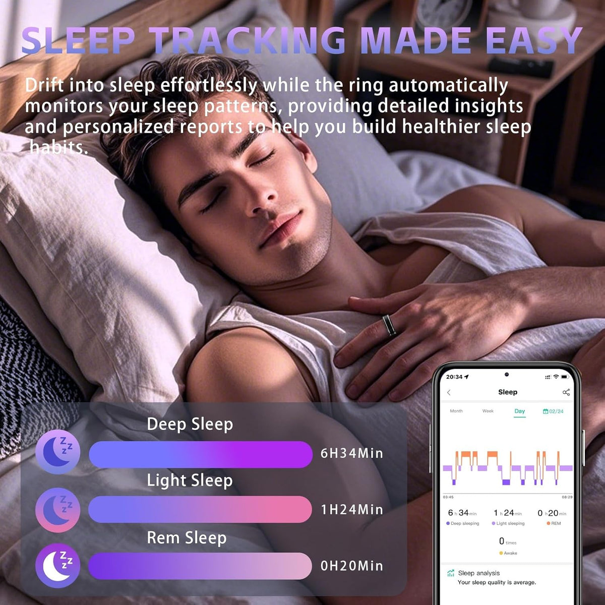 Smart Ring for Men Women – Fitness Tracker Ring with Heart Rate, SpO2, Blood Pressure, Sleep Monitoring, Step & Calorie Counter, No Subscription Fee, iOS & Android Compatible (Black, 14)