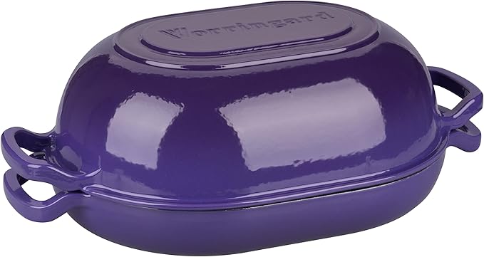 VORRINGARD Enameled Cast Iron Sourdough Bread Oven, Dutch Oven, Loaf Cast Iron Bread Pan for Homemade Bread Baking, Meatloaf Pan with Lid, 7QT, Purple
