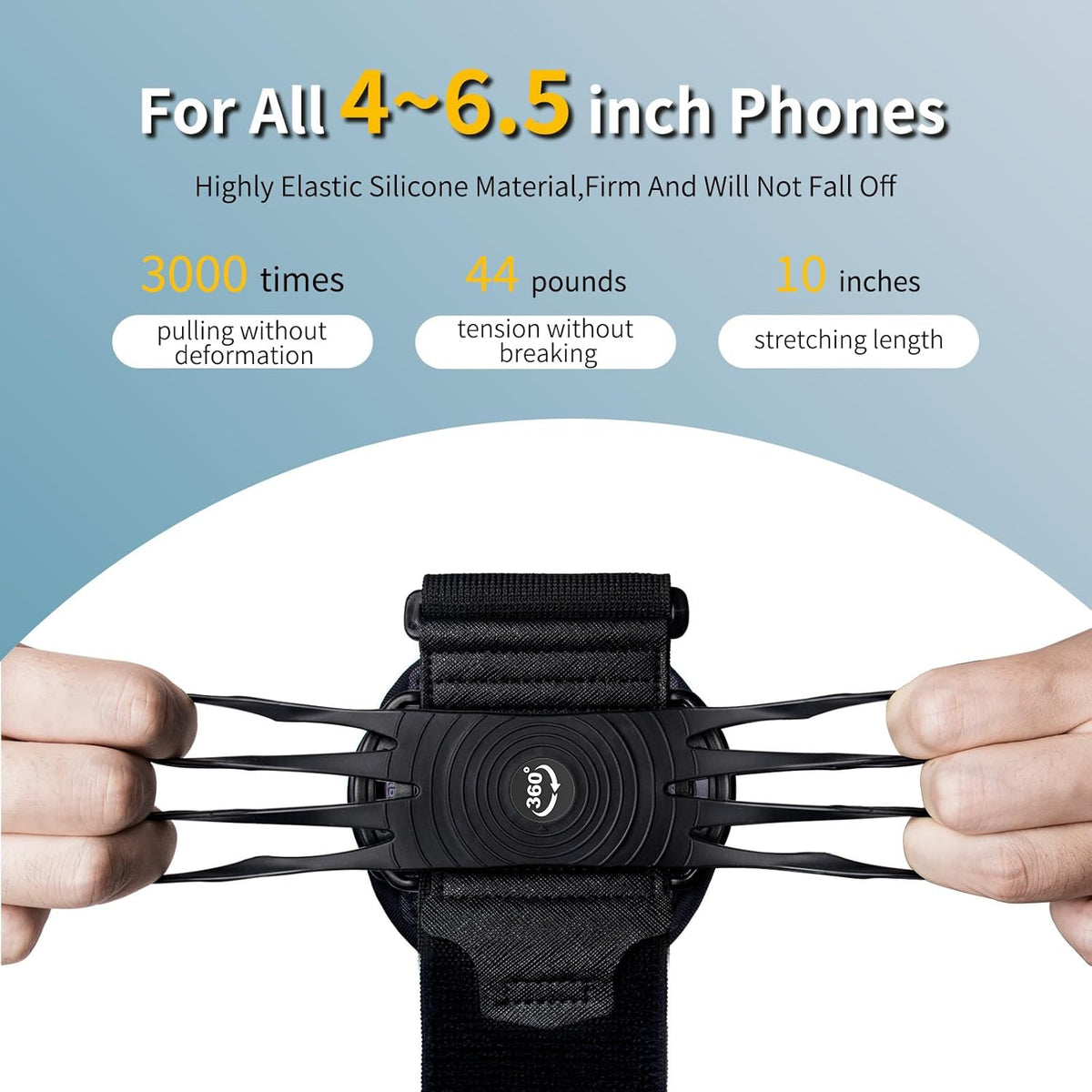Wristband Phone Holder for Running,【360° Rotatable & Upgrade Anti-Drop】 Forearm Armband for iPhone 16/15/14/Pro/Mini/12/11/SE/XR XS,Fits All 4-6.5 Inch Smartphones (Black)