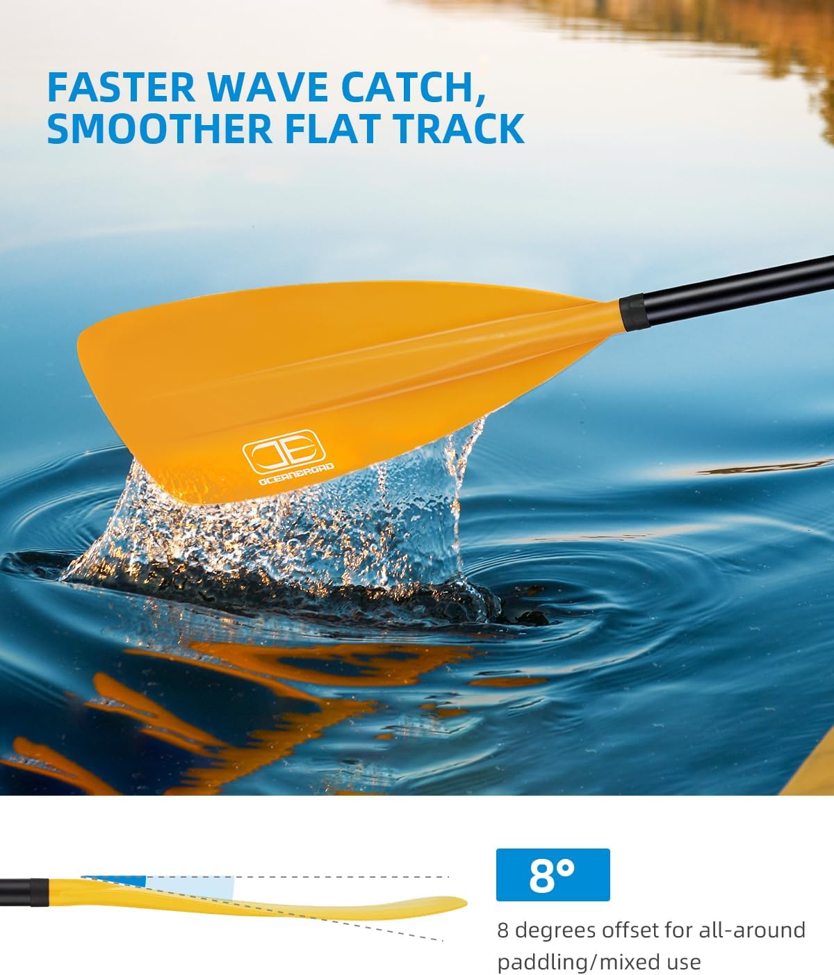 OCEANBROAD SUP Paddle - Adjustable Stand-Up Paddle for Paddleboard Kayak, Adjustable Aluminum Alloy Shaft with Reinforced Nylon Blades