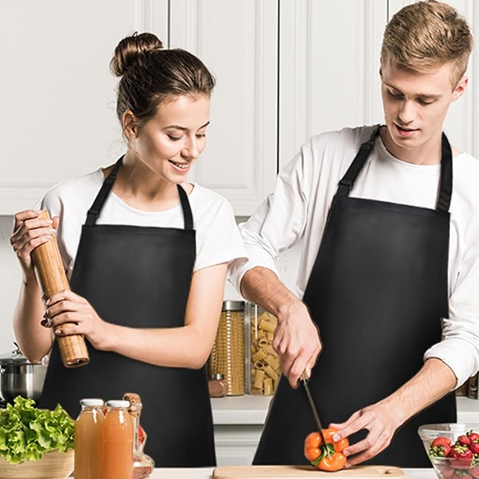Gotega 4 Pack Waterproof Rubber PVC Apron Adjustable Dishwasher Apron-Women Men Heavy Duty Work Apron for Dishwashing Chemical Lab Butcher Grooming Black