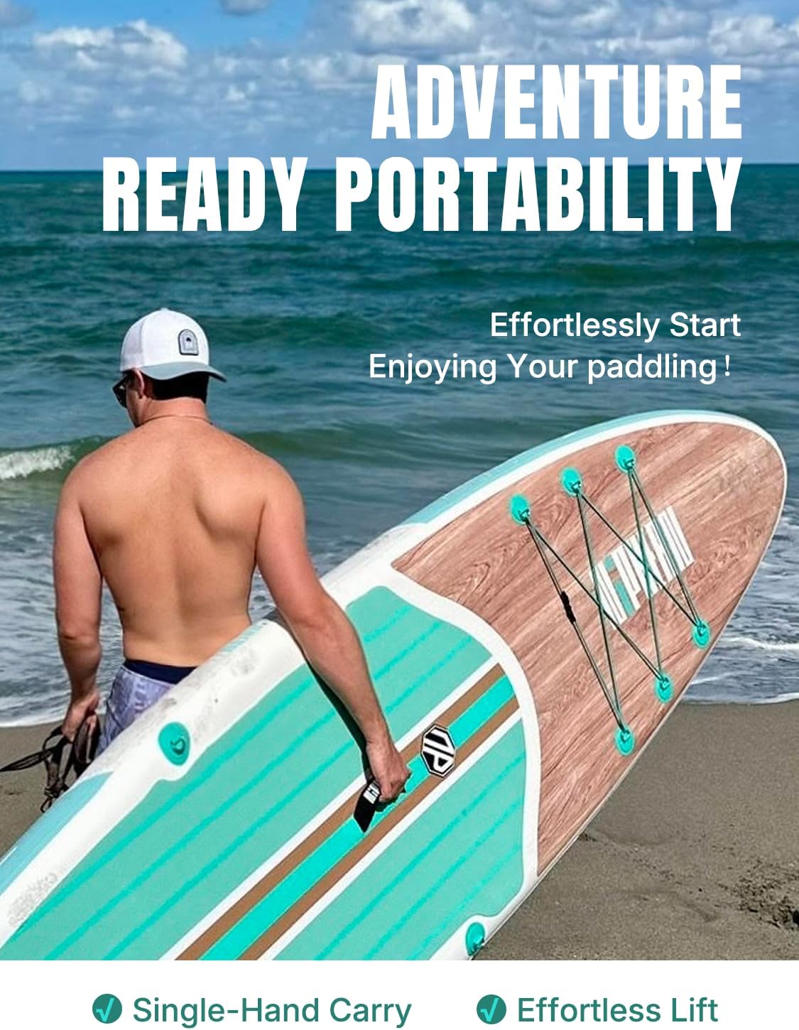 Niphean Inflatable Stand Up Paddle Board with SUP Accessories, Anti-Slip EVA Deck, 10’6’’ Inflatable Paddle Boards for Adults & Youth of All Skill Levels
