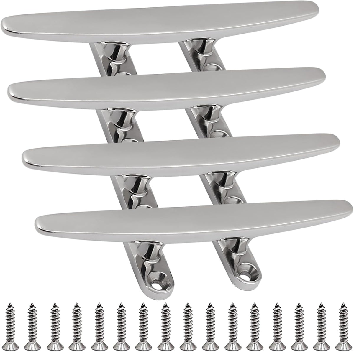 SHENGHUISS Boat Cleat 316 Stainless Steel Open Base Boat Dock Cleats Flat Top Mooring Cleat for Boat, Deck, Dock, Hook (4"/5"/6"/8"/10"/12")
