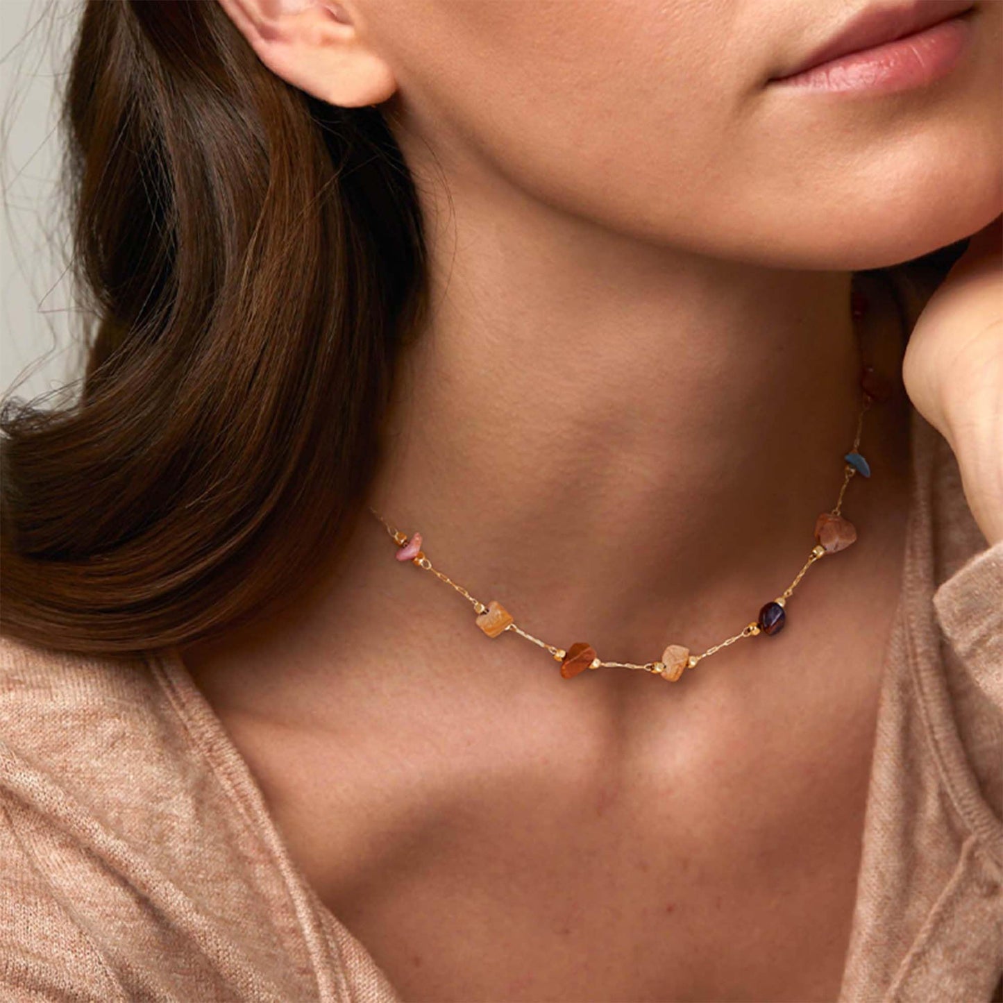 LOLAR RAY Turquoise Jewelry for Women - 14K Gold Plated Colorful Choker Boho Necklaces for Women Summer Beach Boho Choker Bead Gift