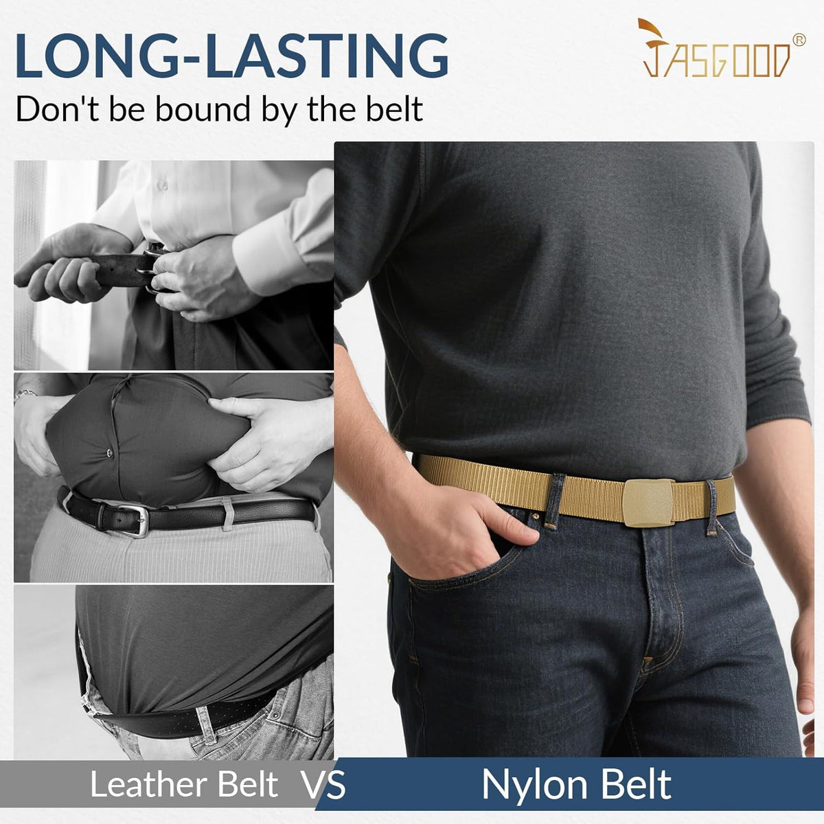 JASGOOD Nylon Canvas Breathable Military Tactical Men Waist Belt With Plastic Buckle
