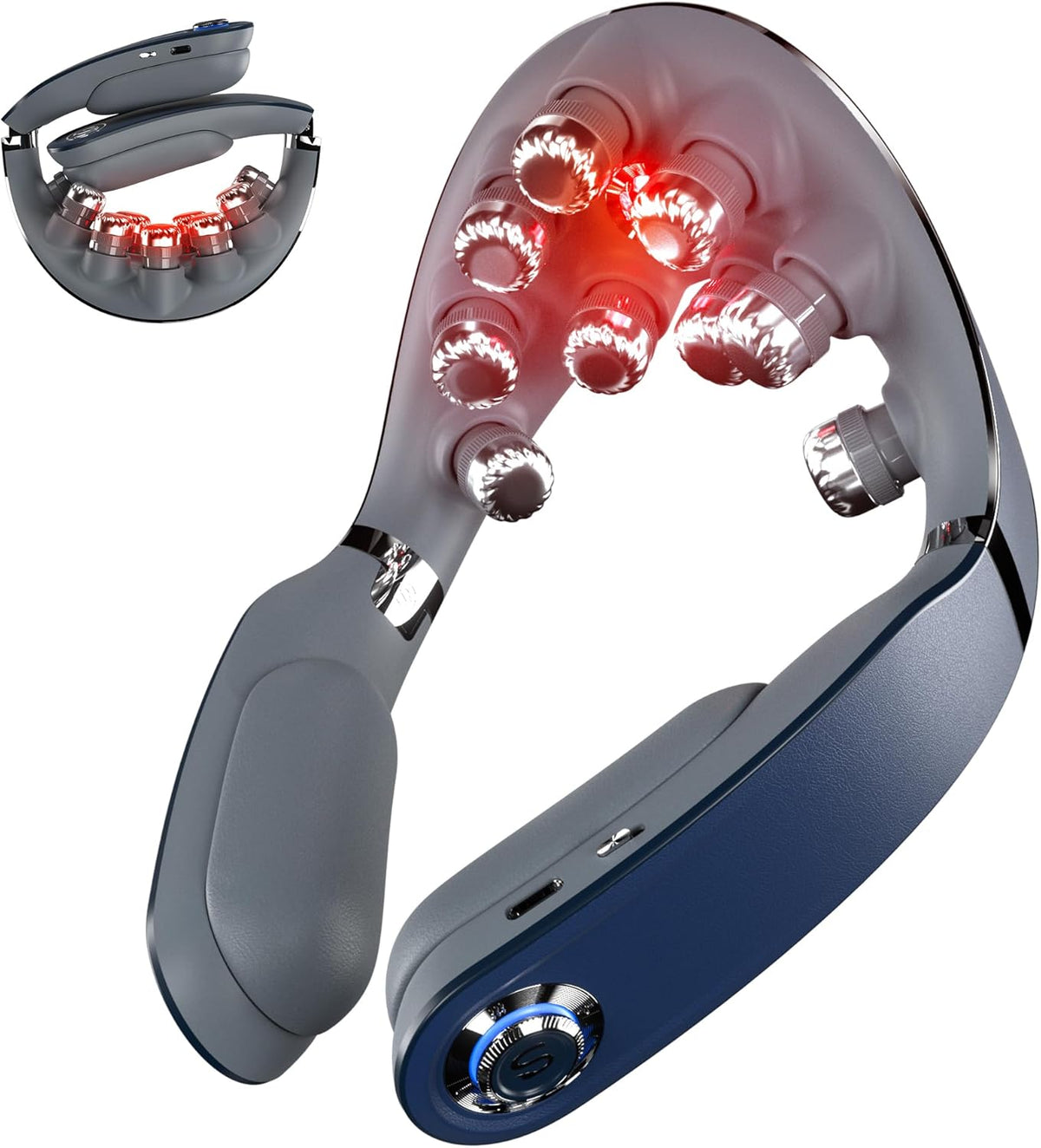 SKG Cordless Neck Massager for Pain Relief Deep Tissue Vibration Foldable Travel Massager,Portable 9D Neck Massager for Office Gifts for Men and Women