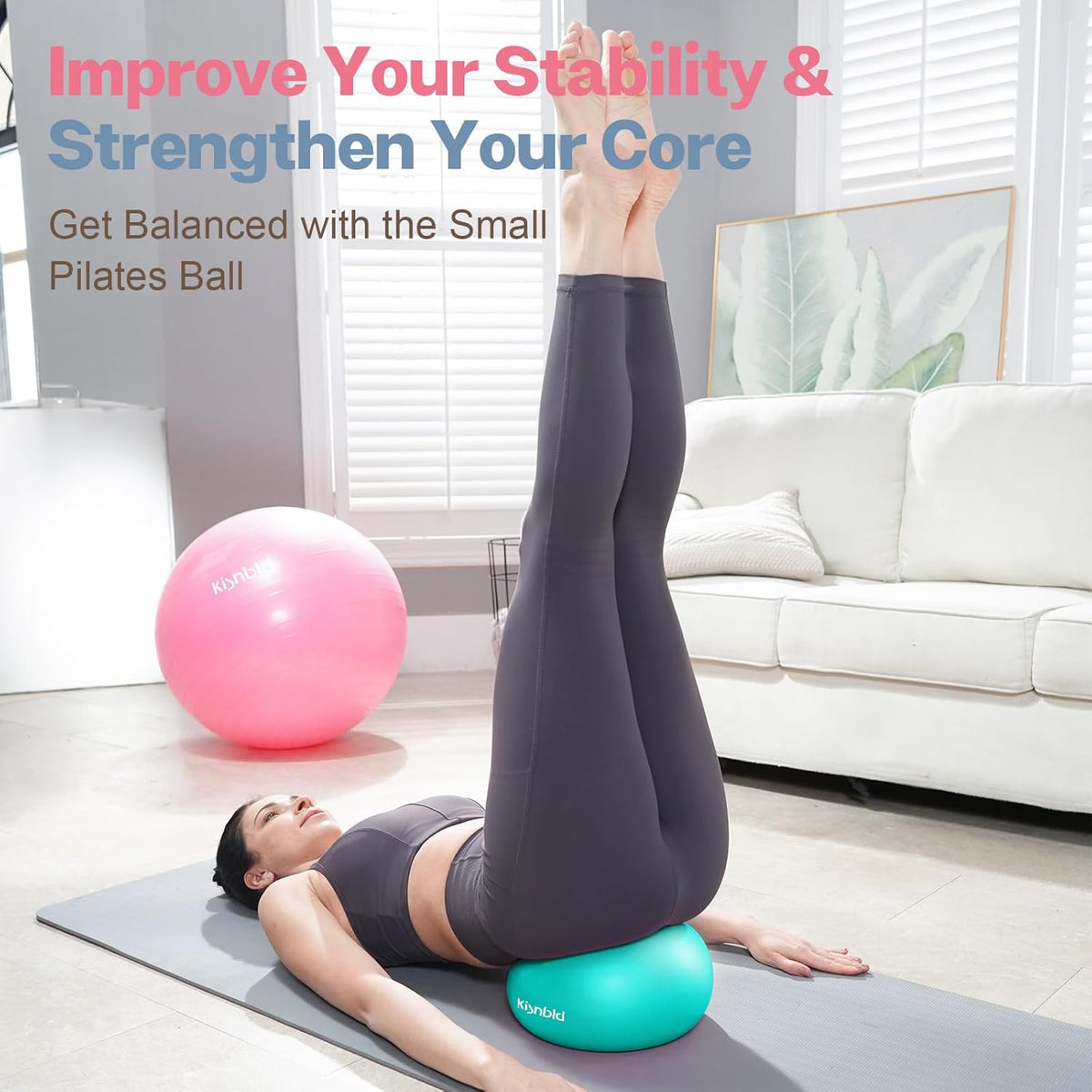 Small Exercise Ball, 9 Inch Mini Pilates Ball, Anti Burst and Slip Resistant Mini Yoga Ball for Stability, Fitness, Physical Therapy, Stretching & Core Strength Workout at Home Gym & Office