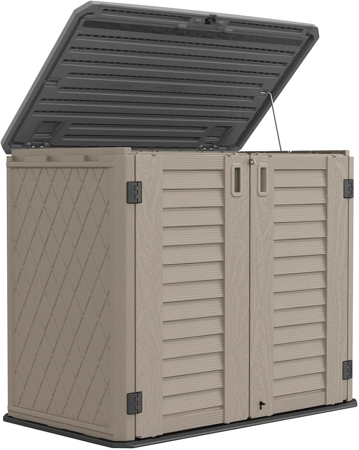 HOMSPARK Outdoor Storage shed, 26 Cu.ft Outdoor Storage Box Waterproof, Outdoor Storage Cabinet for Bike, Garbage Cans, Lawnmower, Garden Accessories, Waterproof, Lockable