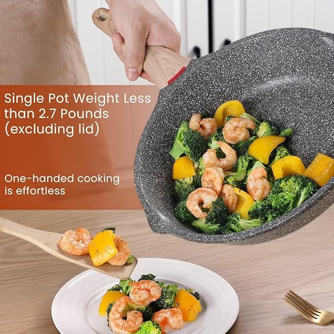 Starunder Induction Nonstick Skillet Frying Pan,Swiss medical stone Omelette Pan, Scratch-Resistant Safe Cookware Set，PFOA Free (9.5 inch)