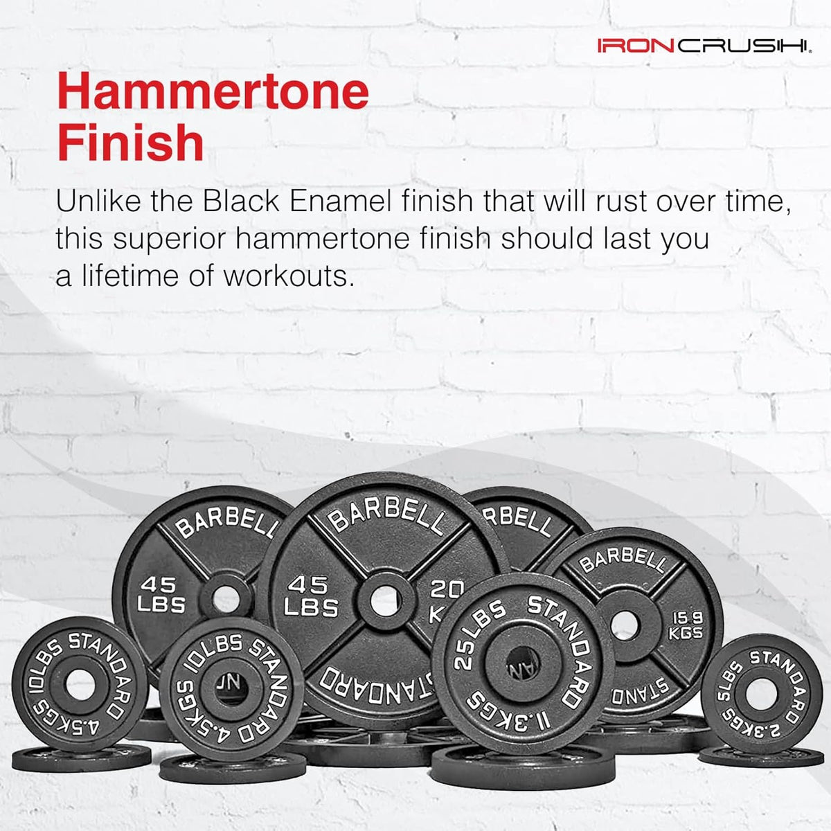 Cast Iron Olympic Weight Plates – Free Weights with 2-inch Hole & Anti-Rust Hammertone Finish - Ideal for Strength Training, Crossfit Equipment & Home Gym Set – Sold in Pairs - 2.5LB–45LB