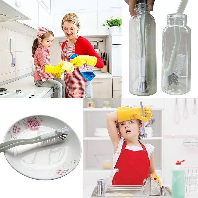 Dish Brush Kitchen Cleaning Brush Bottle Brush Bathroom Scrub Brushes Sink Household Pot Pan Edge Corners Tile Lines Brush with Stiff Bristles