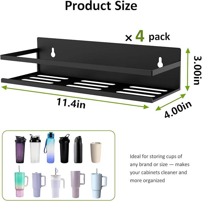 SMRCAD 4 Pack Magnetic Water Bottle Holder for Refrigerator,Stanley Cups Storage Holder Tumbler Organizer Fits 20/30/40 oz for Any Metal Surface No Drilling Needed