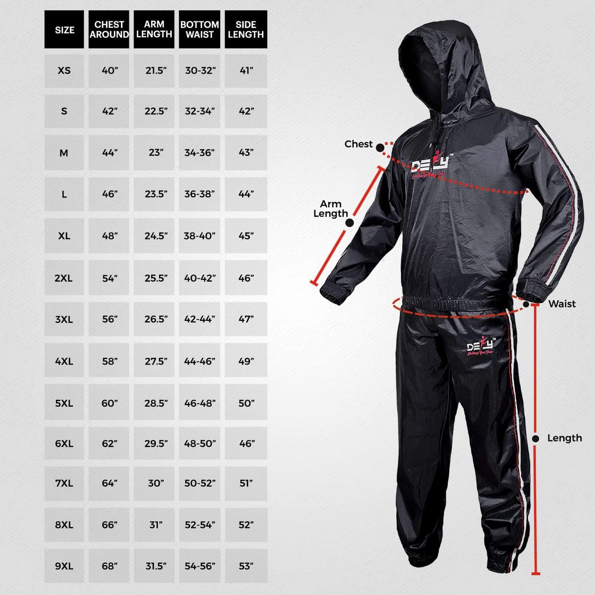 DEFY Heavy Duty Sauna Suit for Weight Loss Full Body Wrap Hoodie Men Women Anti-Rip Sweat suit Gym Workout Exercise Gear