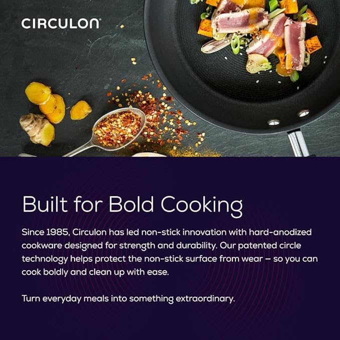 Circulon Symmetry Hard Anodized Nonstick Induction Frying Pan Twin Pack, 10-Inch and 12-Inch, Pan Sets for Cooking Nonstick, Black