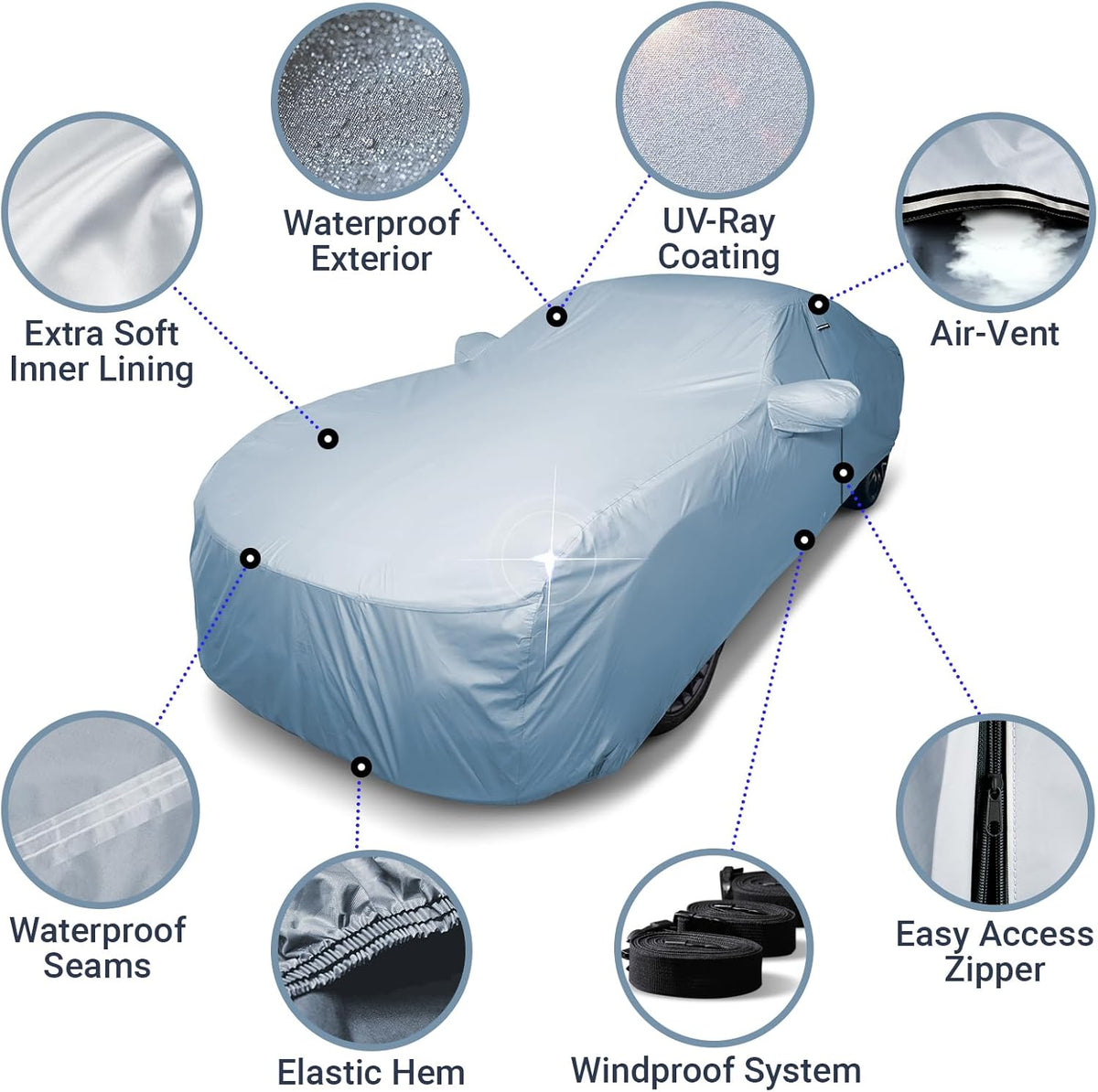 iCarCover Premium Car Cover for 1986-1991 Buick Skylark Heavy Duty Waterproof All-Weather Automobiles Custom Fit Indoor Outdoor UV Snow Protection Covers with Straps and Bag
