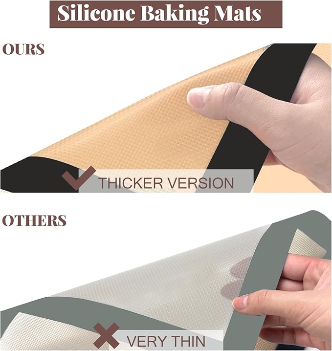 Silicone Baking Mat, 3 Pack Reusable Baking Mat, Non-Stick, Food Safe Silicone Mats for Baking, Oven Baking Sheet for Making Cookies, Macaroons, Bread