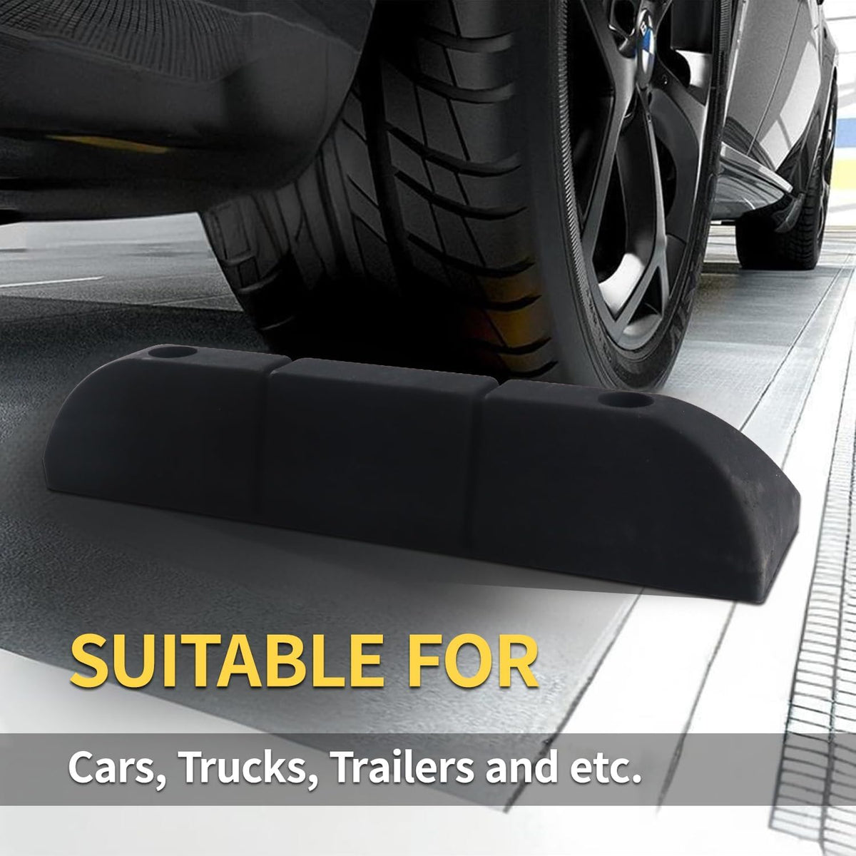 Parking Stopper for Garage Parking Aid 1 Pack Block, Car Truck Curb Floor Parking Lot Wheel Tire Stops Bumpers with Bolt Installation, Rubber Vehicles Aid Gadgets