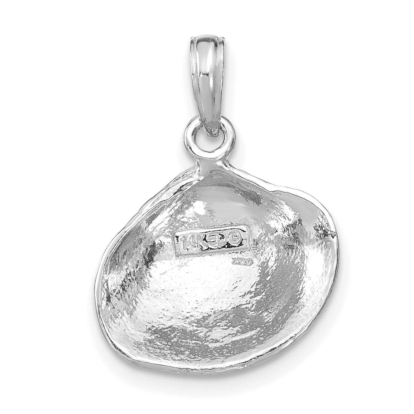 14k White Gold Seashell Pendant Necklace for Women with Textured Shell Design, Ocean Themed Jewelry for Summer and Vacation, Nautical Coastal Charm, Elegant Marine Inspired Beach Style Piece