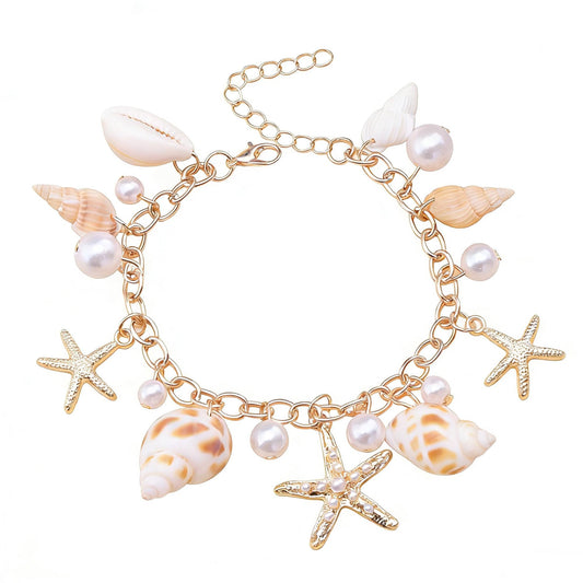 TIANBANGSHI Shell Starfish Necklace Bracelet for Women Conch Statement Chunky Necklace Mermaid Costume Beach Jewelry (bracelet)