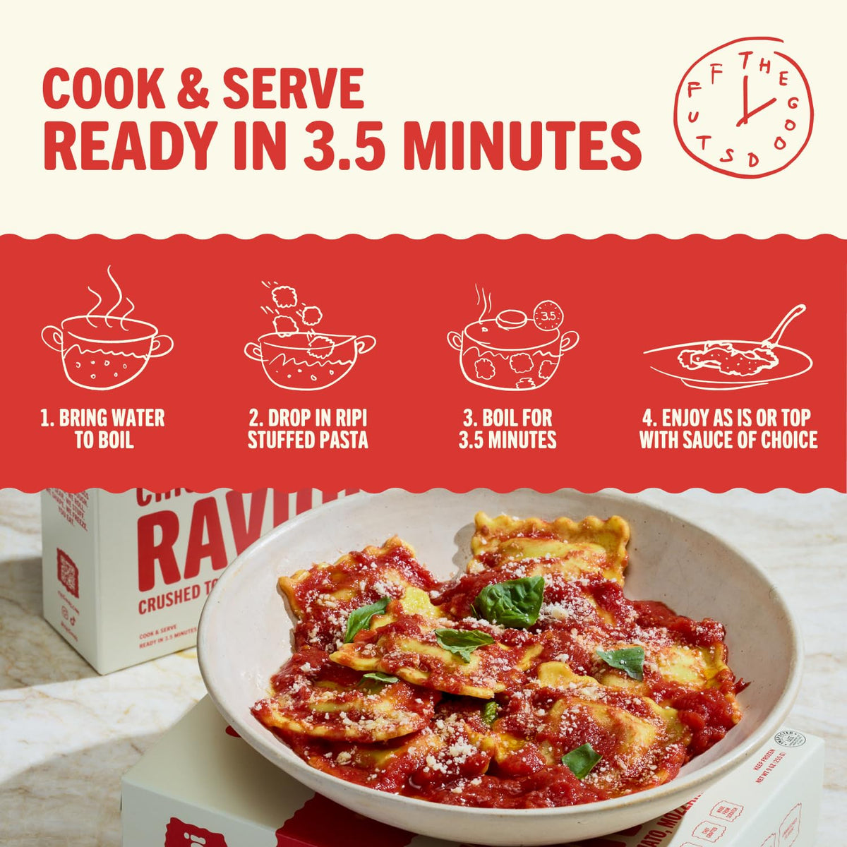 Ripi Chicken Parmesan Ravioli - Crushed Tomatoes, Mozzarella & Basil - Frozen Pasta Meal - Ready in Under 5 Minutes, 9oz packs (12 Pack, Chicken Parmesan)