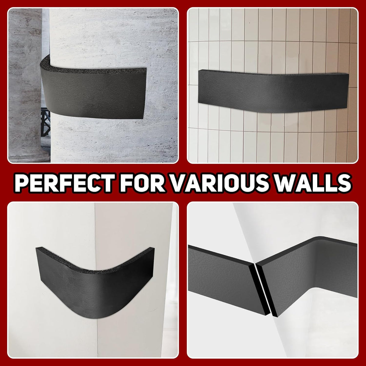 ROBLOCK 4 PCS Garage Wall Protector 17.5x4 inch, Self Adhesive Garage Wall Protector for Car Doors, Durable Foam Padding Wall Guard, Waterproof Car Door Protector, Easy Setup Wall Bumper Guards