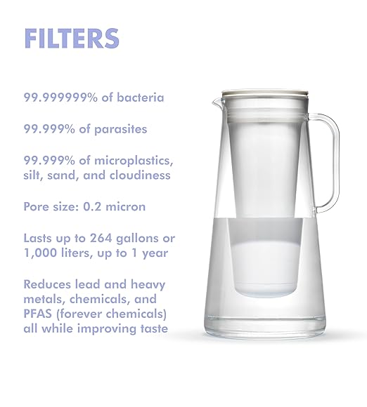 LifeStraw Home Pitcher BPA Free Plastic 7 Cup Stormy Blue