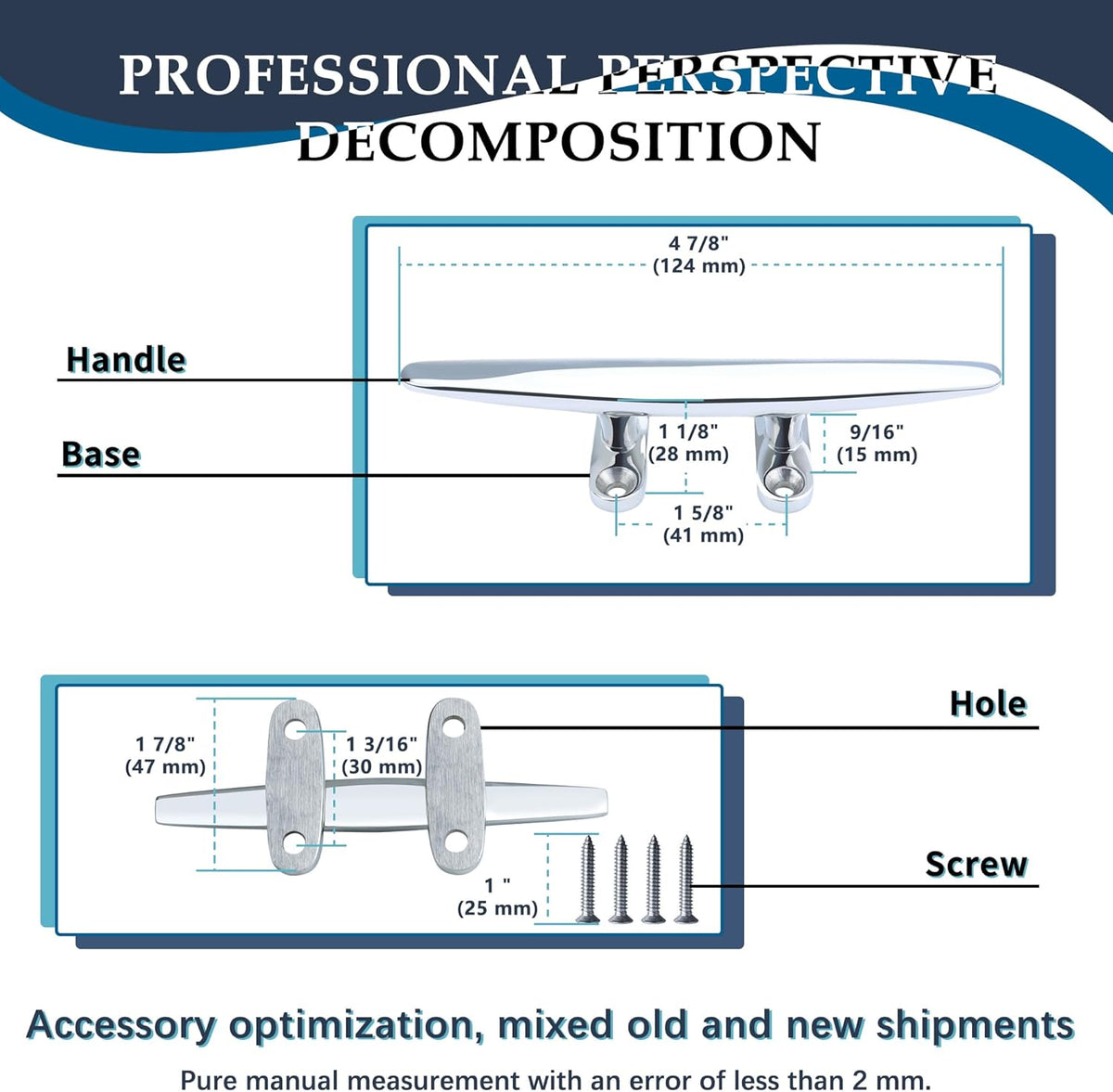 SHENGHUISS Boat Cleat 316 Stainless Steel Open Base Boat Dock Cleats Flat Top Mooring Cleat for Boat, Deck, Dock, Hook (4"/5"/6"/8"/10"/12")