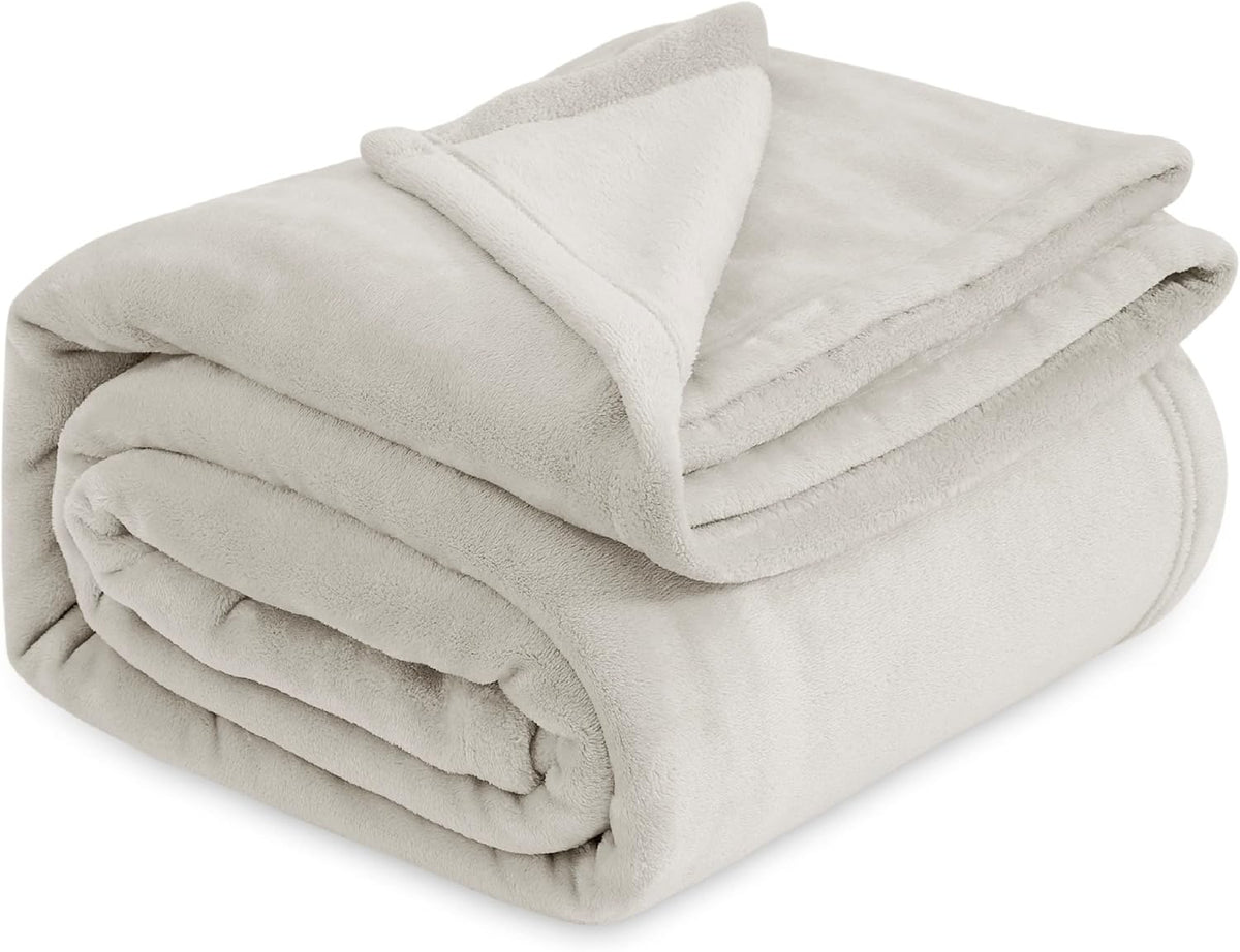 Bedsure Fleece Blanket California King Size Linen - Lightweight Plush Fuzzy Cozy Soft Bed Blankets, 102x96 inches