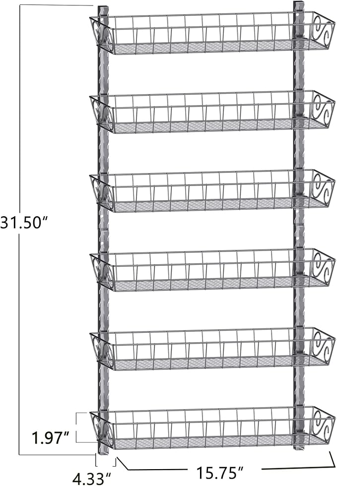 SWOMMOLY Adjustable Wall Mount Spice Rack, 6-Tier Dual-use (Multi-use) Organizer, Silver