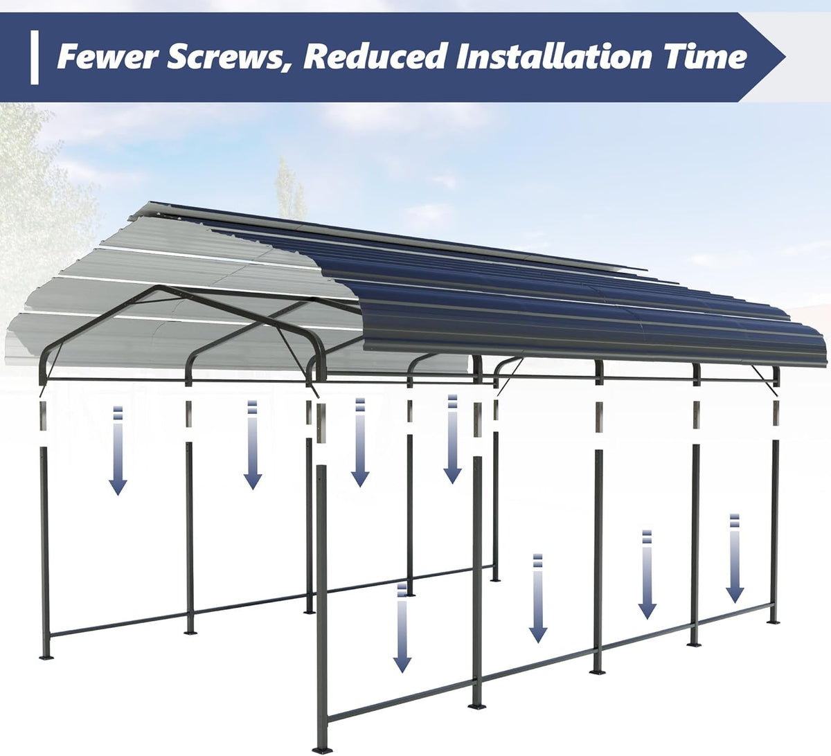 SUNBURY 10x20 FT Carport, Heavy Duty Car Port Canopy with Galvanized Steel Roof, Outdoor Garage Car Shelter Shade with Heavier Metal Frame, for Car, Boat, Pickup and Tractors, Grey