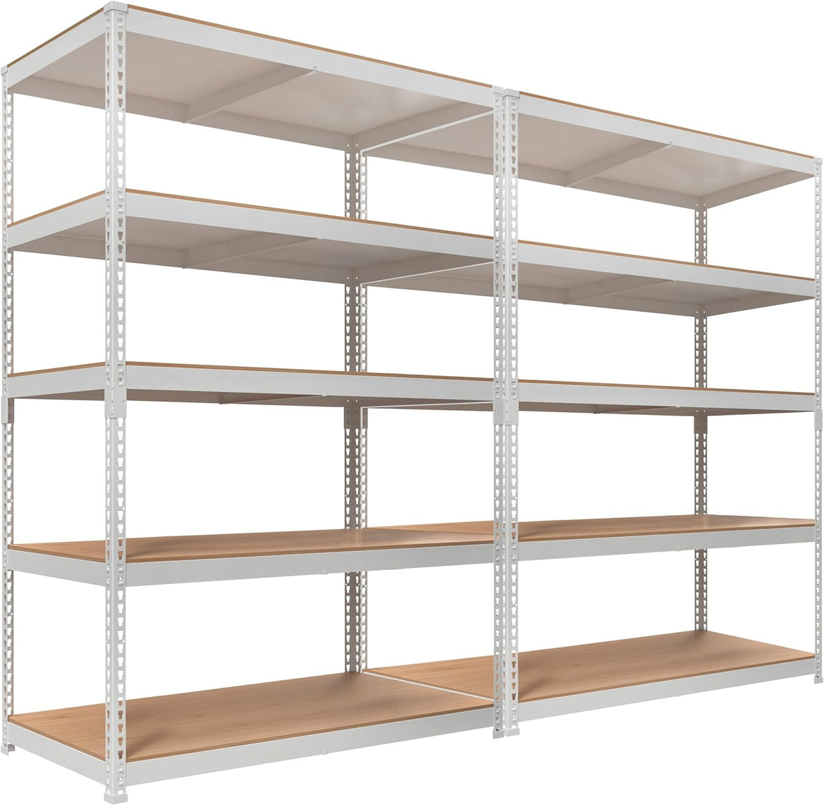 HOMEDANT White 5 Tier Laminated Boltless Heavy Duty Garage Storage Adjustable Wide Size Metal Shelving Unit Utility Rack Shelves Organization Shelf Shed Warehouse 47.7" W x 24.1" D x 71.3" H 2Pack
