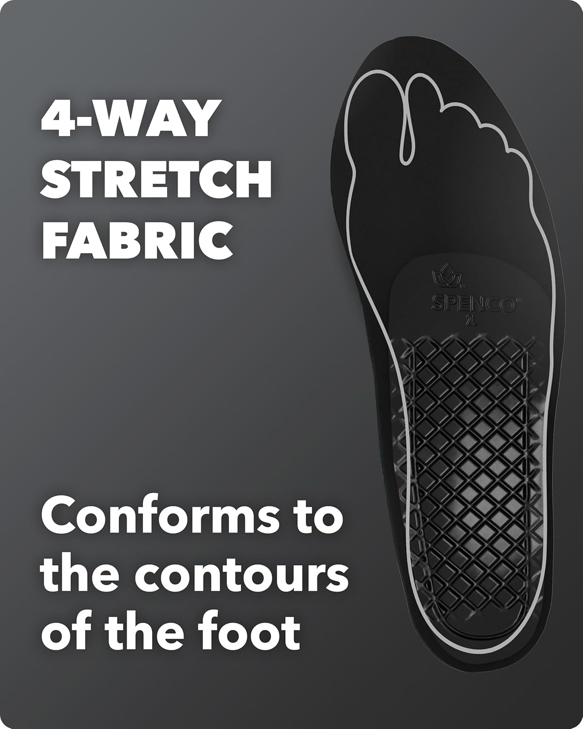Spenco Rx Arch Support - Lightweight, Orthotic Shoe Inserts with 4-Way Stretch Fabric & SpenCore Layer for Shock Absorption, Odor Control & All-Day Comfort & Stability - Fits Most Shoes