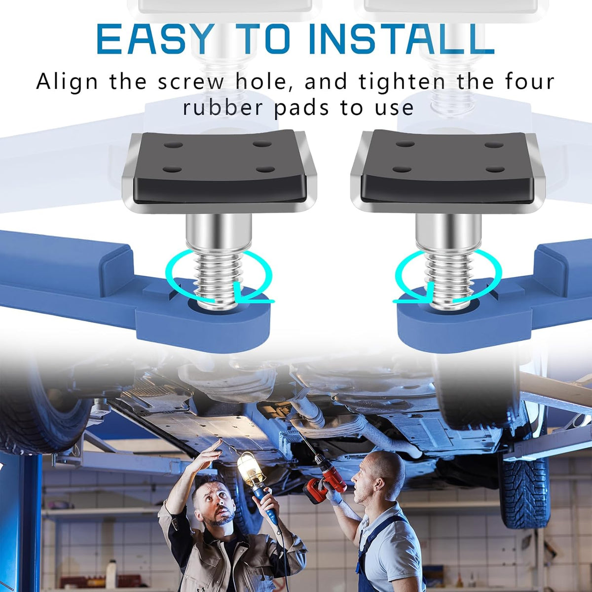 4 Pack Truck Adapter for 2 Post Lift, Hot Dipped Galvanized Steel Lift Pads for Auto/Car/Vehicle, Auto Lift Spin-Up Frame Adapter, Truck Adapter Kit Set for ME & KT Two Post Lifts