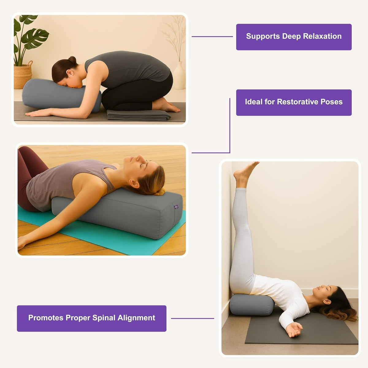 Rectangular Cotton Yoga Bolster, Yoga Pillow, Yoga Cushion, Yin yoga Bolster, Iyengar yoga bolster
