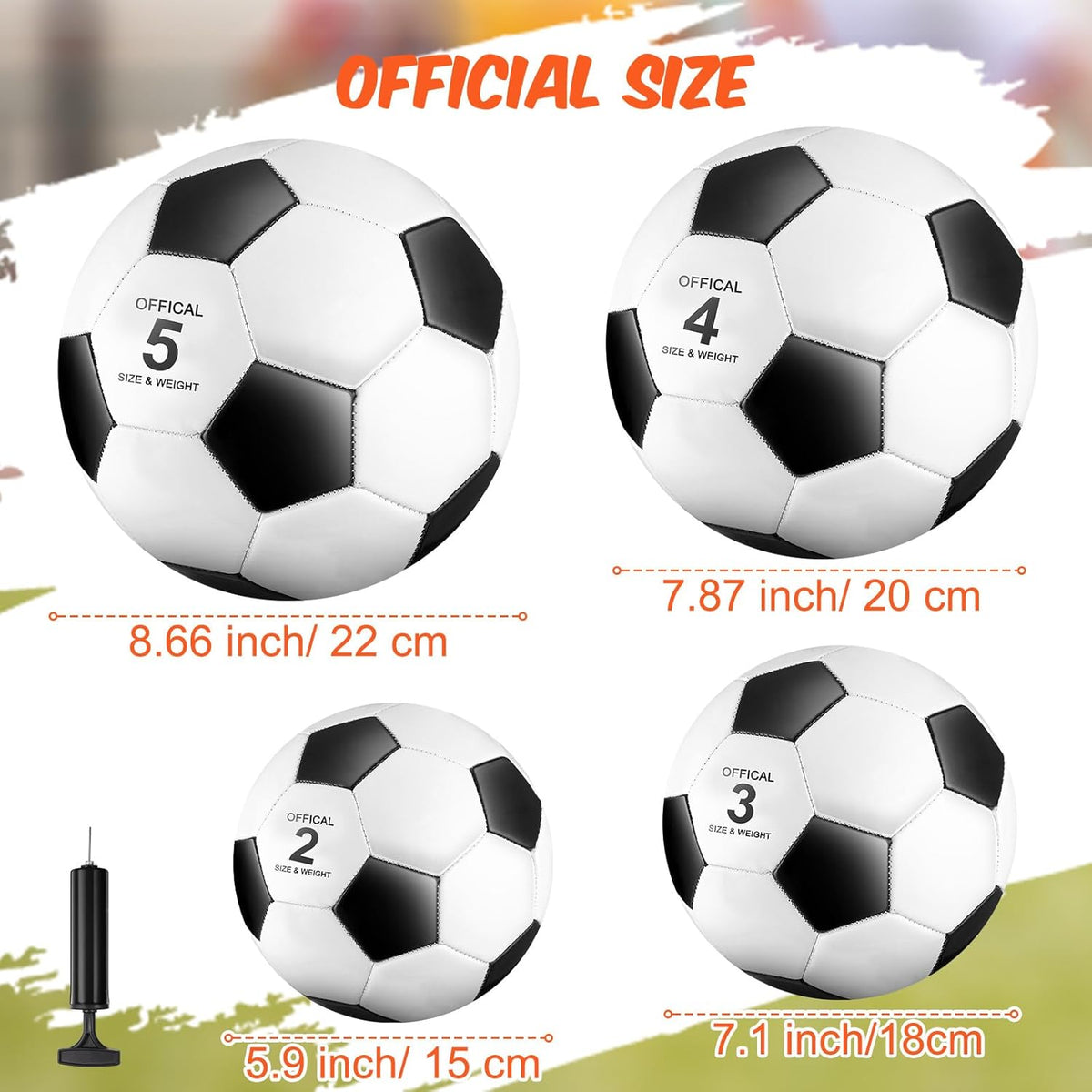 Jenaai 24 Pcs Operation Christmas Deflated Soccer Balls with Pump Bulk Official Size Soccer Ball for Teen Adult Kid Indoor Outdoor Outside Sport Training Party Gift Christian Charity Donation