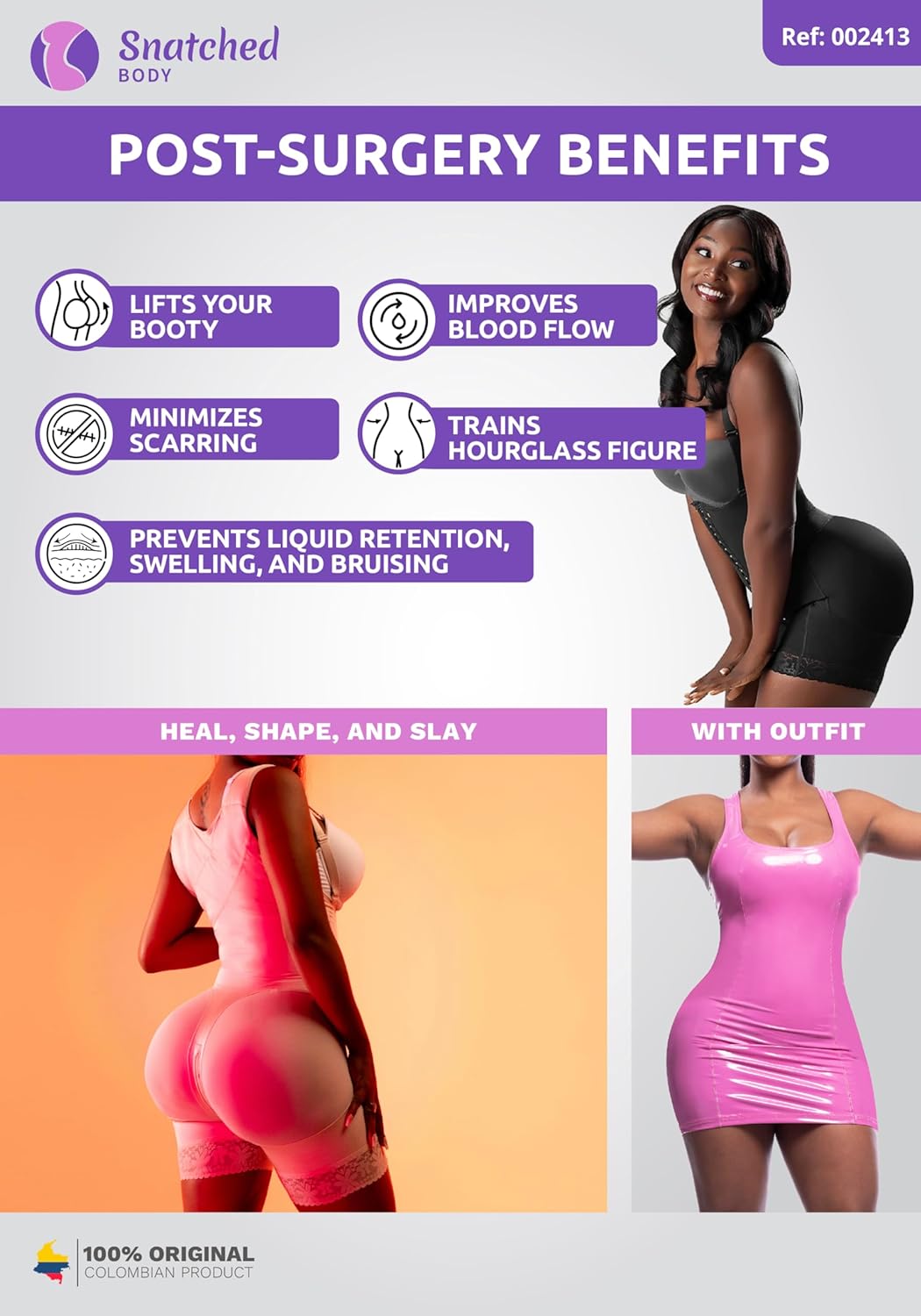 Snatched Body - Women's Stage 2 Faja Colombians with Bra Shapewear - BBL Post Surgery Garment - Reductoras Moldeadoras