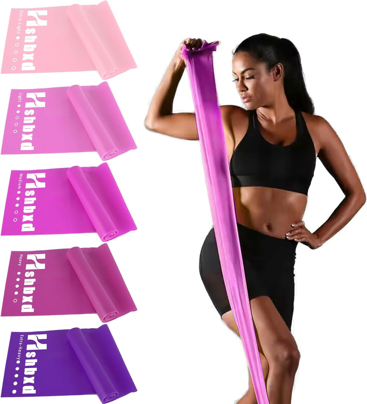 Resistance Bands for Working Out, Physical Therapy Bands, Latex Free Elastic and Exercise Bands Set for Stretching, Suitable for Rehab, Yoga, Pilates, Gym, Home Exercise