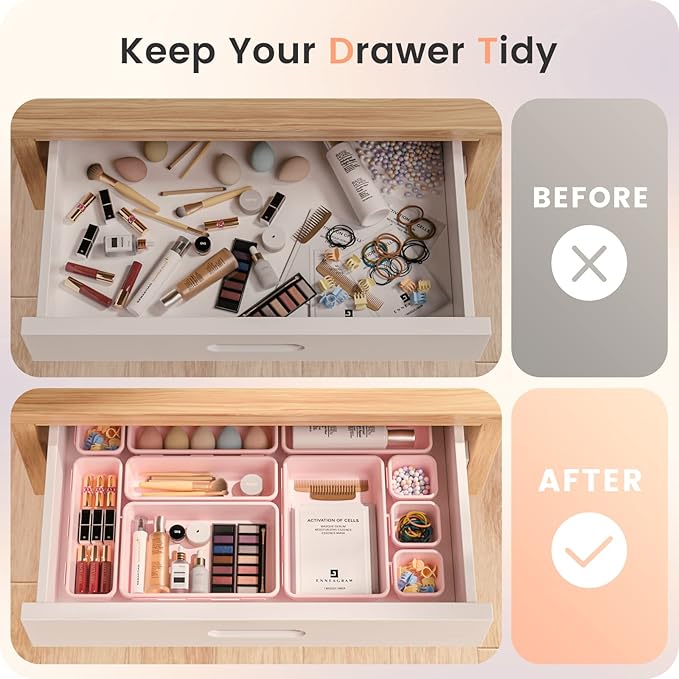 A-LuGei【【5 Size】 Tool Box Organizer Tray Divider Set, 【Pink】 Desk Drawer Organizer, Garage Organization and Storage Toolbox Accessories Rolling Tool Chest Cart Cabinet WorkBench Small Part