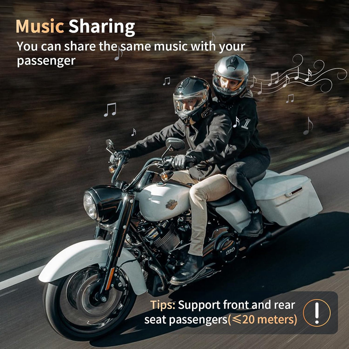 Fodsports FX8 Pro Motorcycle Communication Systems with Customized HRSQS Speakers, Dual-Chip Audio Multitasking, One-Click Fast Pairing, Music Sharing, FM 10 Riders Group Intercom, 1 Pack