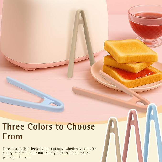 3-Pack Mini Silicone Tongs – 5.5" Small Kitchen Tongs in 3 Colors for Cooking, Serving & Fine Motor Skills