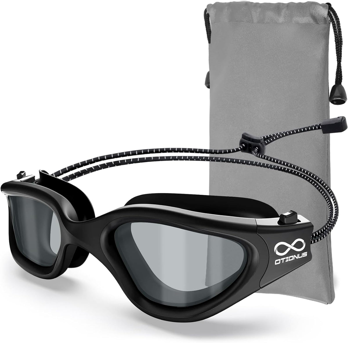 Swim Goggles, Polarized Adult Swimming Goggles Bungee Strap No Hair Pulling Anti-fog Pool Goggles for Men Women