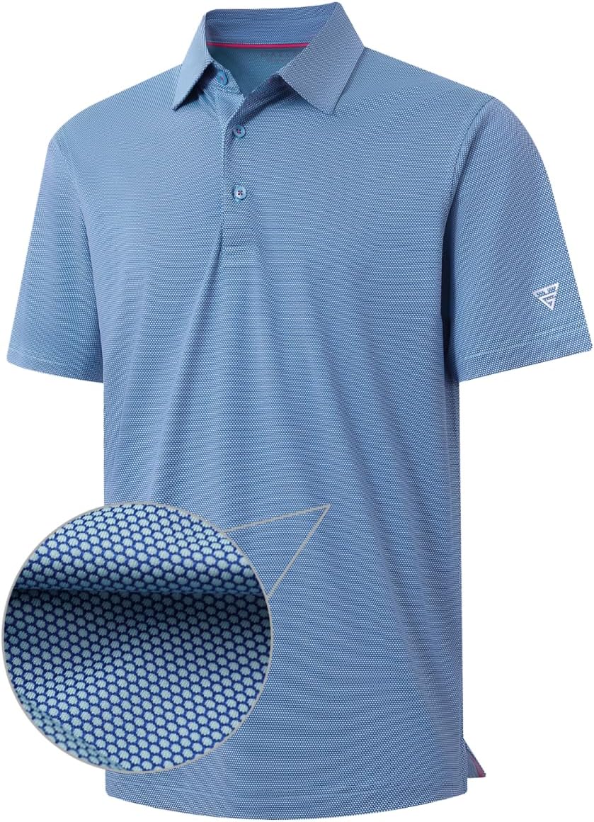 M MAELREG Golf Shirts for Men Dry fit Sports Jacquard Lightweight Performance Texture Short Sleeve Collared Polo Shirts