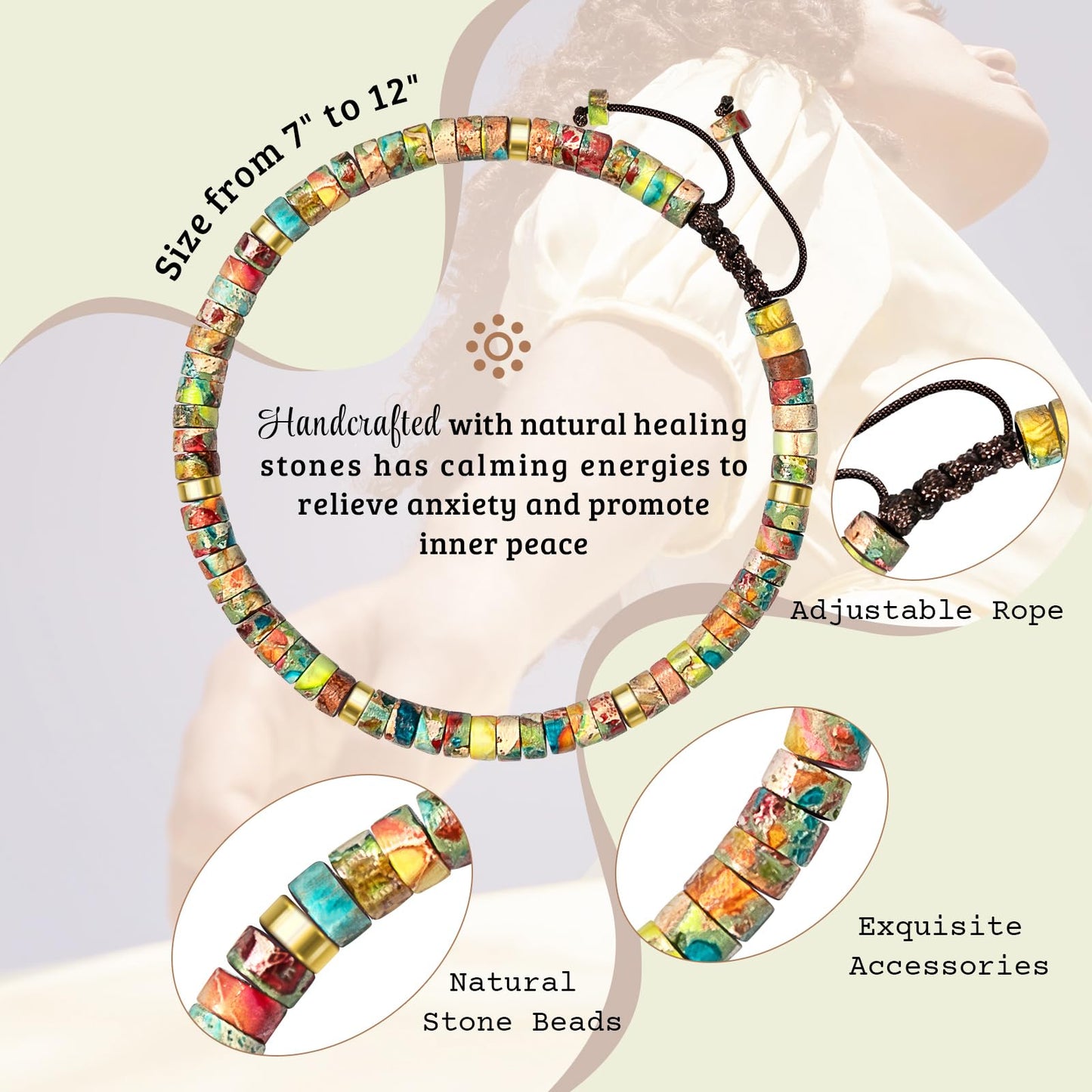 ZOKCC Thank You Gifts Bracelets for Women - Healing Natural Stone Bracelets - Inspirational Appreciation Thank You Gifts for Coworkers Teacher Boss Nurse Employee Friend Farewell