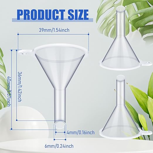 Hoolerry 100 Pcs Small Funnel for Filling Small Bottles Clear Plastic Mini Funnels for Lab Bottles Essential Oils Sand Art Bottle Skin Products Perfumes Spices (1.22 '')