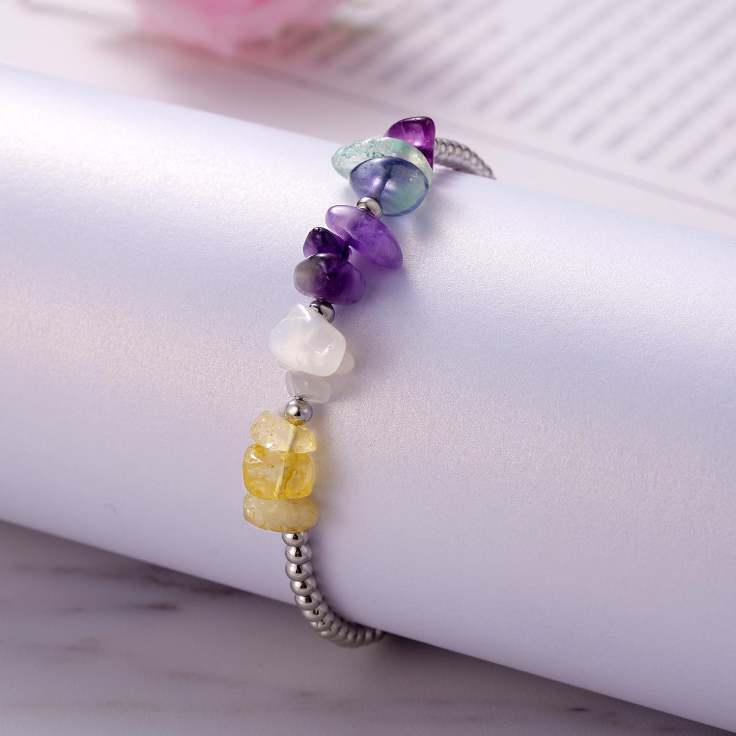 Ukodnus Perimenopause Bracelet for Women, Hormone Balance Crystal Jewelry for Stress Mood Support Sleep Calm, Perimenopause Gifts for Women