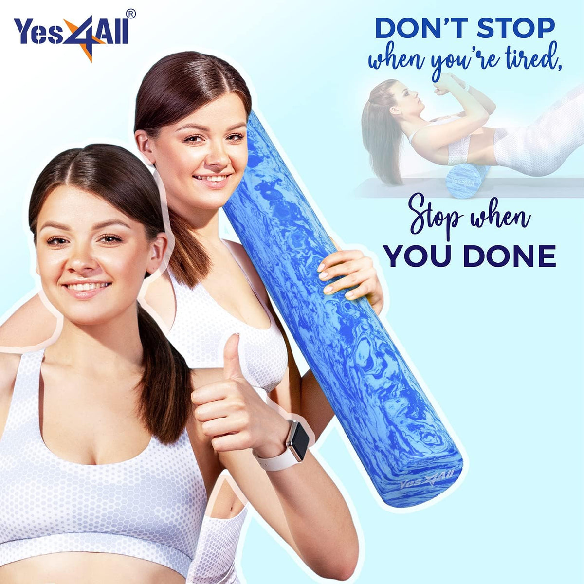 Yes4All EVA Firm Foam Roller for Back - Round Back Roller for Exercise, Yoga & Pilates 12/18/24/36 inch