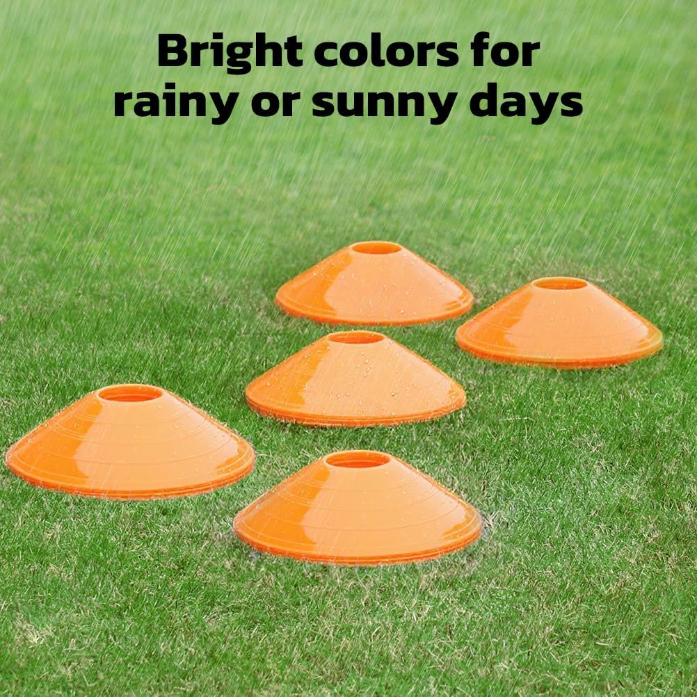GHB Soccer Cones 25/50/100 Pack Disc Soccer Sport Cones Training Field Marker Agility Cones for Traffic, Basketball, Coaching, Practice Equipment Includes Cone Drills Guide
