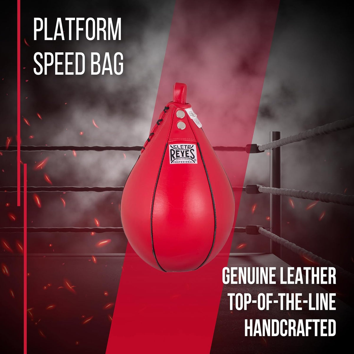 CLETO REYES Platform Leather Punching Speed Bag for Boxing, MMA, Muay Thai, Training Equipment, Classic Red, Small