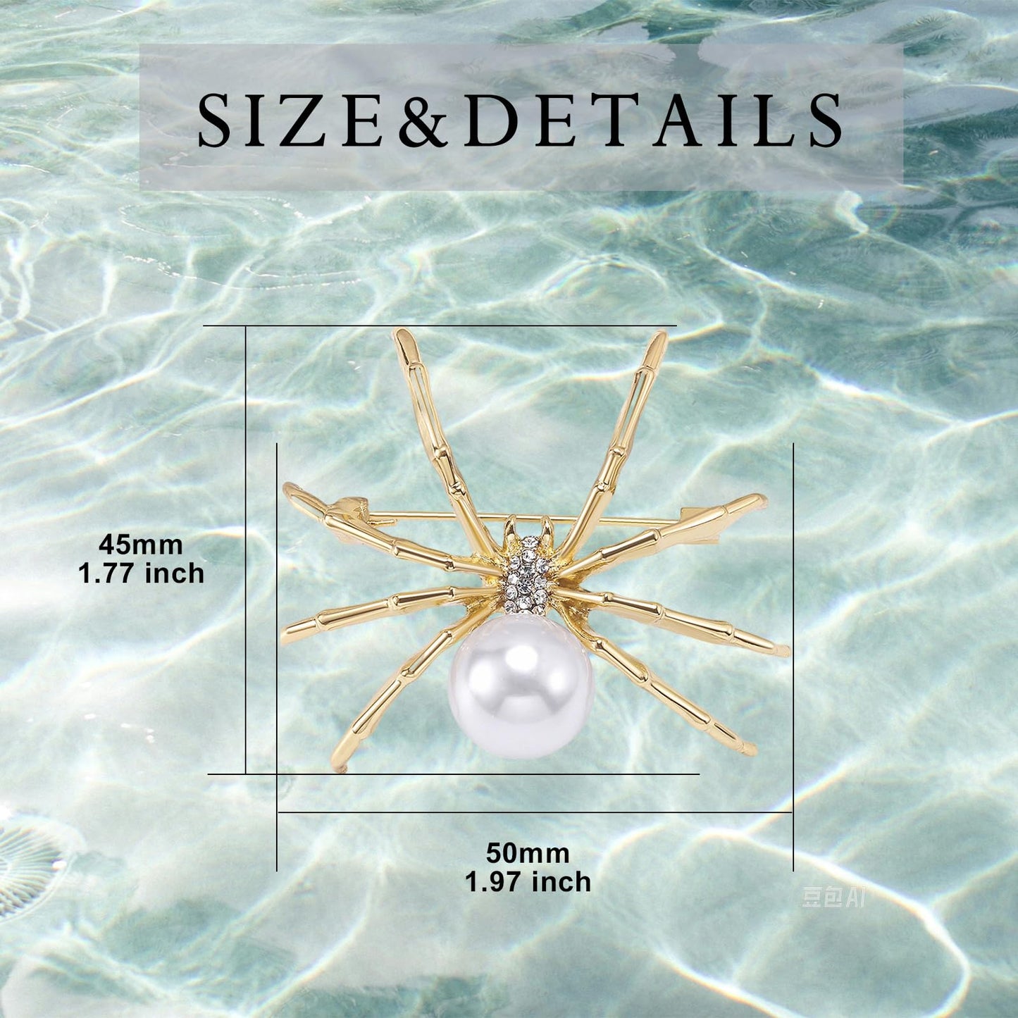 18K Gold Plated Spider Brooch for Women Pearl Spider Pin Zircon Spider Jewelry Birthday Mother's Day for Mother Daughter Girlfriend